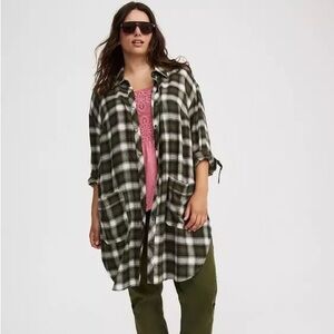 Torrid Oversized Flannel Kimono Shirt